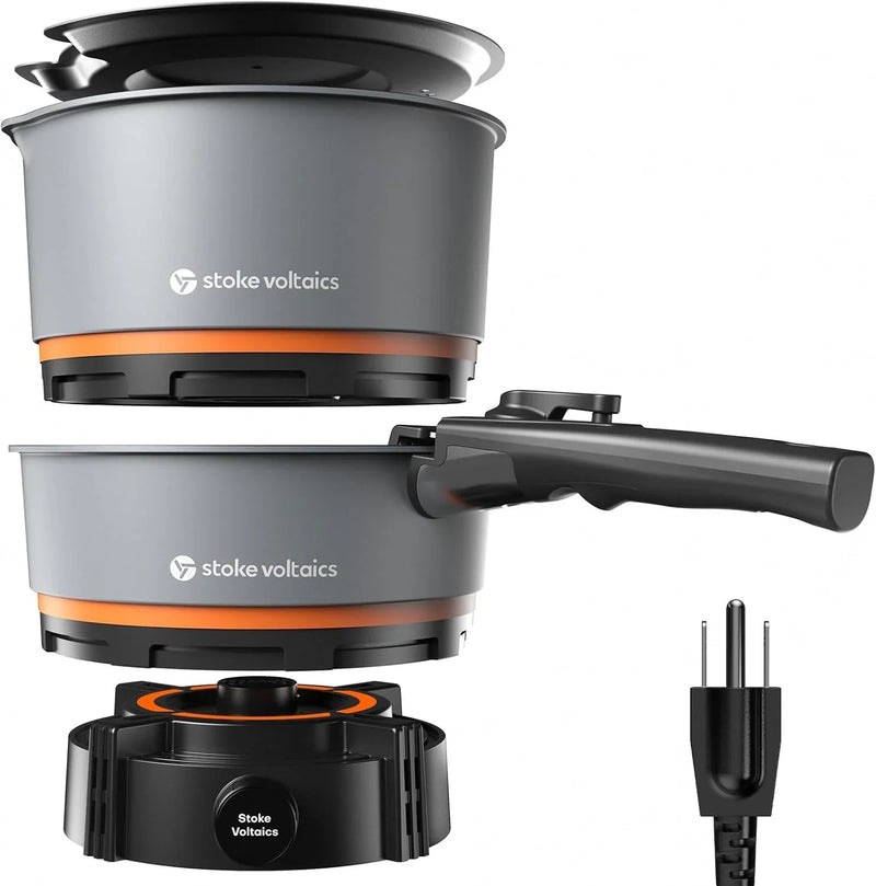 200 - 1000 watt electric camping stove, with cookware, 120 volt portable outdoor cooking set, windproof cookware, suitable for RVs, electric vehicles, off-road travel, RV life, car camping W1