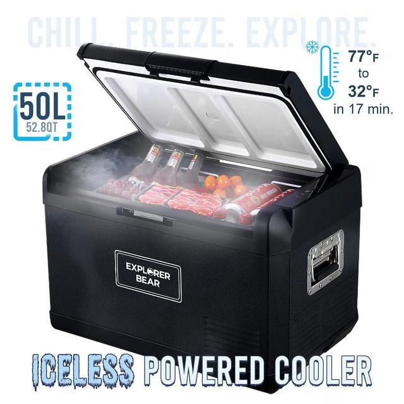 12V Car Fridge 50L 12/24V DC 110-240V AC Portable Freezer Compressor Cooler 0 H-50 H 3-Year Warranty I2