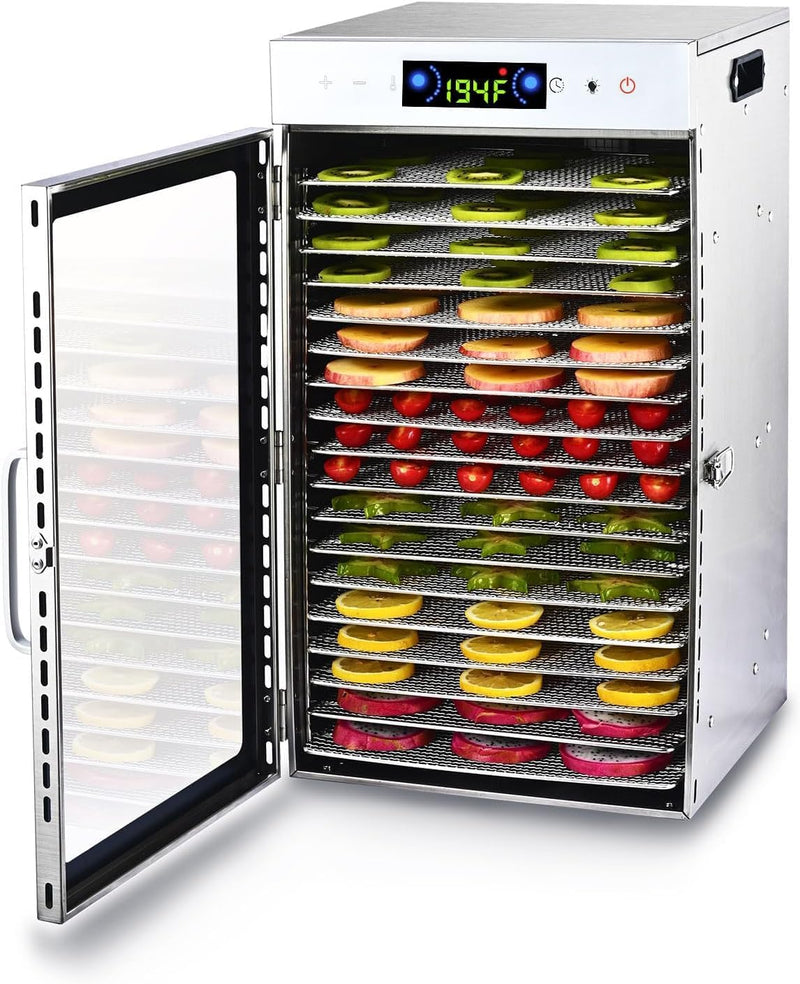 Touch screen 18-Floor Stainless Steel Food Dehydrator, Adjustable Timer and Temperature, 18 Racks, Dryer for Jerky, Meat, Fruits, herbs, tea, sourdough starter and Vegetables and lot more O4