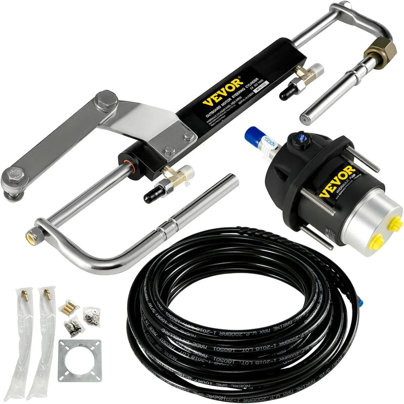 Hydraulic Outboard Steering System Kit (90 horsepower) Accessories Kit (for marine use) Cylinder and Pipeline, Marine Hydraulic Pump, Outboard Steering Device, Ship Rudder Control Device N6
