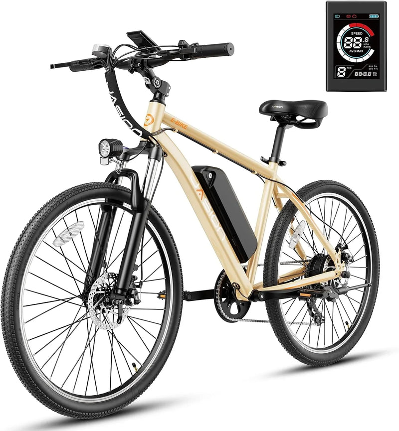 EB5 Electric Bike for Adults with Peak 500W Brushless Motor, 40Miles 20MPH Commuting Electric Mountain Bike with 360Wh Removable Battery, 7-Speed, 26" Tires and Front Fork Suspension K7