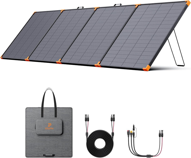 350-watt portable solar panel, suitable for power stations, hurricane emergency supplies, 43-volt foldable solar charger (25% efficient, IP68 waterproof rating, 4 reinforced stands, suitable for camping and RV travel) G8