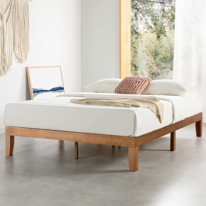 Mellow 12 Inch Solid Wood Platform Bed with Wooden Slats S3