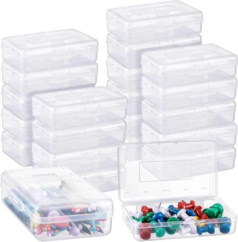 100-piece set. Large-capacity transparent pencil case. Large-capacity hard plastic crayon case. Large-capacity classroom storage box. Suitable for both boys and girls (in various colors) P3