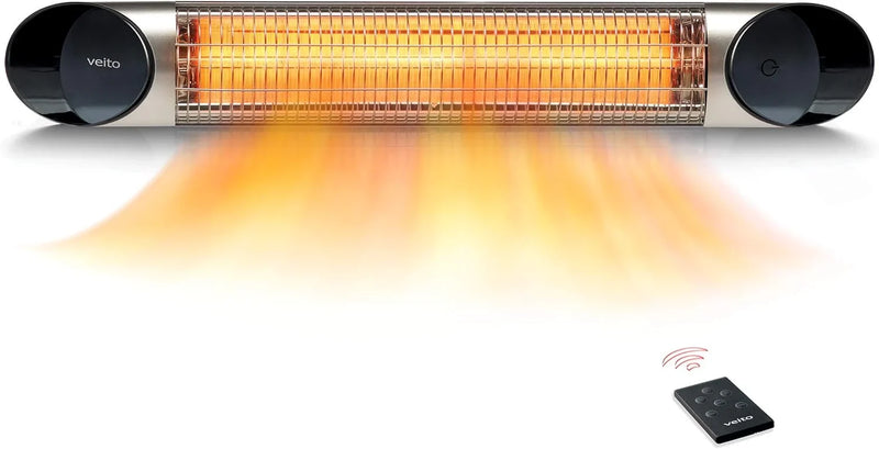 Blade 1500W Carbon Infrared Heater - Indoor/Outdoor Electric Patio, Deck, & Garage Heater with Remote - Experience Efficient, Elegant, and All-Weather Heating. (Silver) Z9