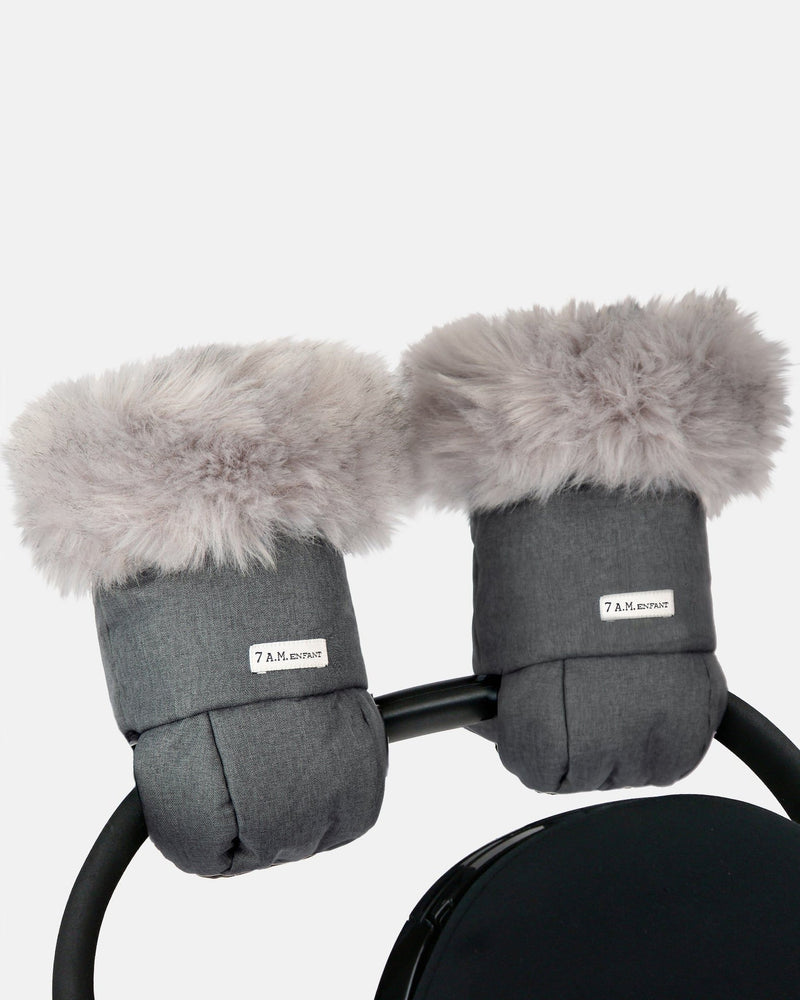 7AM Enfant Warmmuffs - Heather Grey Dark Faux Fur H4