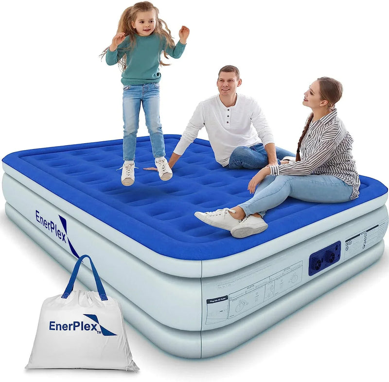 EnerPlex Queen Air Mattress with Built-in Pump - 16 Inch Double Height Inflatable Mattress for Camping H6