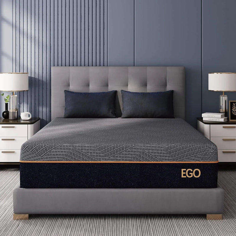 S14 Inch King Size Memory Foam Mattress for Back Pain, Cooling Gel Mattress Bed in a Box, Made in USA, CertiPUR-US Certified, Therapeutic Medium Mattress, 76x80x14 Black A6