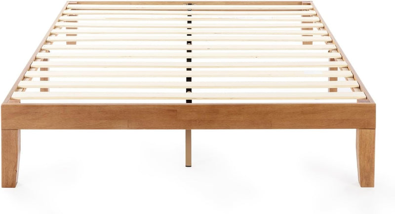 12" Classic Solid Wood Platform Bed Frame w/Wooden Slats (No Box Spring Needed), Natural, Queen Size H6