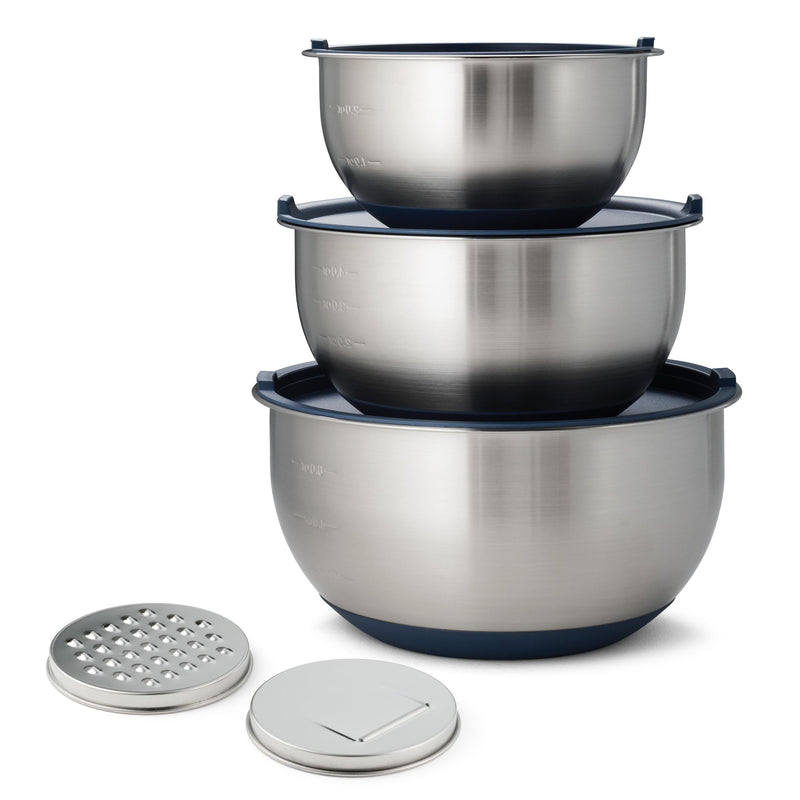 8-Piece Stainless Steel Mixing Bowl and Grater Set with Lids K4
