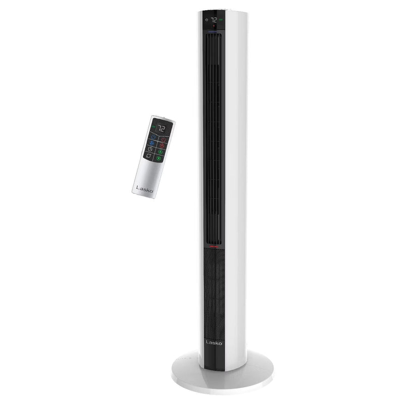 Lasko 42 in 1500W All Season Tower Fan Space Heater with Timer and Remote, White, FH500 S1