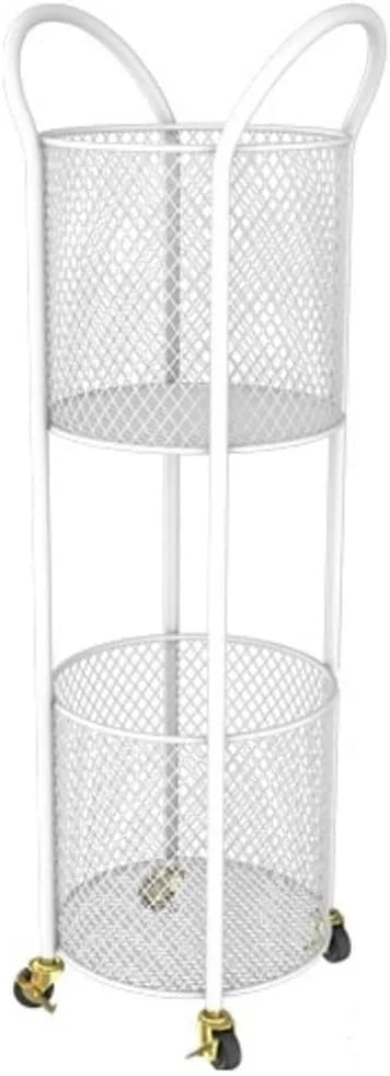 2-Tier Laundry Hamper with Wheels, Iron Basket for Bedroom, Bathroom, Dorm, Large Capacity Clothes Room, Easy to Move & Store A1