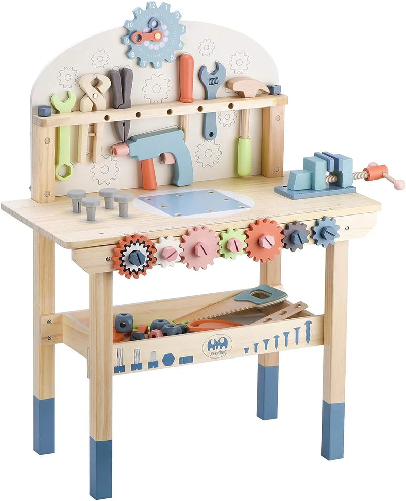 Children's tool table toys game workbench wooden tool table workshop workbench with tool set wooden construction workbench toys U9
