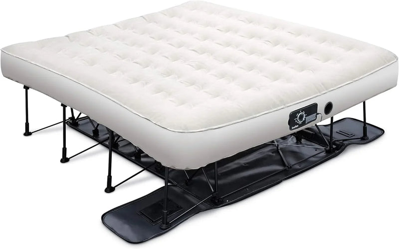 EZ-Bed (King) Air Mattress with Frame & Rolling Case, Self Inflatable, Blow Up Bed Auto Shut-Off, Comfortable Surface AirBed, Best for Guest, Travel, Vacation, Camping I6