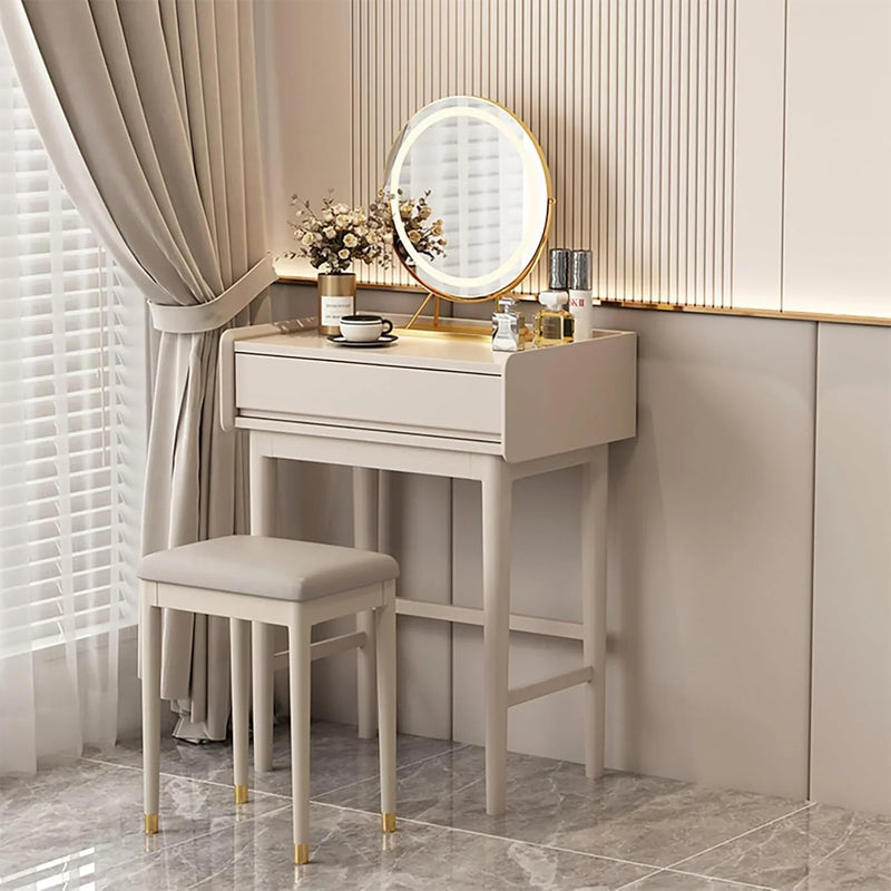 Makeup Vanity Desk with Drawers with Cushioned Stool Modern Vanity Desk Bedroom Vanity Set with Detachable Mirror and Makeup Box for Bedroom Girls Women C2