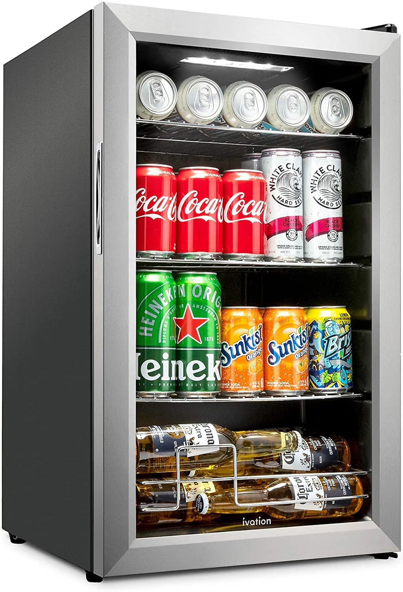 Ivation 101-Bottle Wine Cellar, Freestanding Mini Fridge - Stainless Steel O7