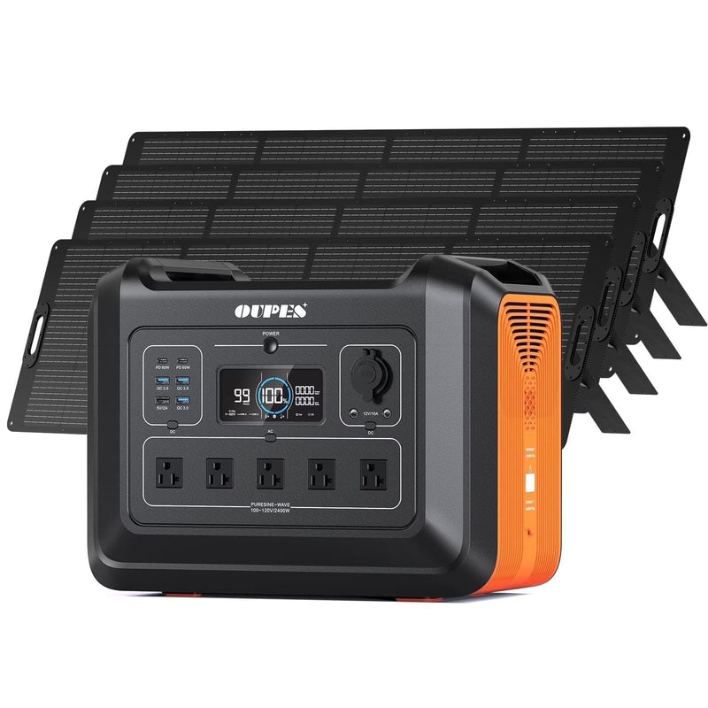 OUPES 2400W 2232Wh Portable Power Station with 4x240W Solar Panel,Solar Generator for Outdoor Camping,Home Backup,Emergency,RV N4