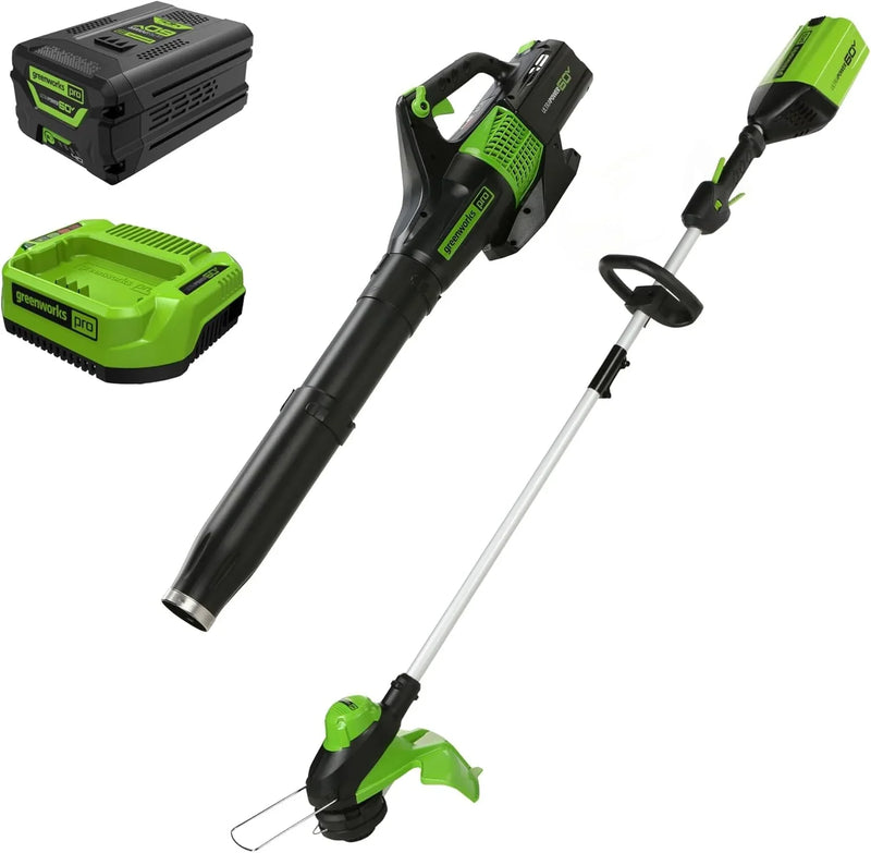60V 13" Cordless String Trimmer & Leaf Blower Combo Kit, 4.0 Ah Battery and Charger Included Q9