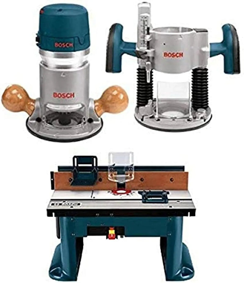 BOSCH 1617EVSPK Wood 12 Amp Router Tool Combo Kit - 2.25 Horsepower Plunge Router & Fixed Base with a Variable Speed X8