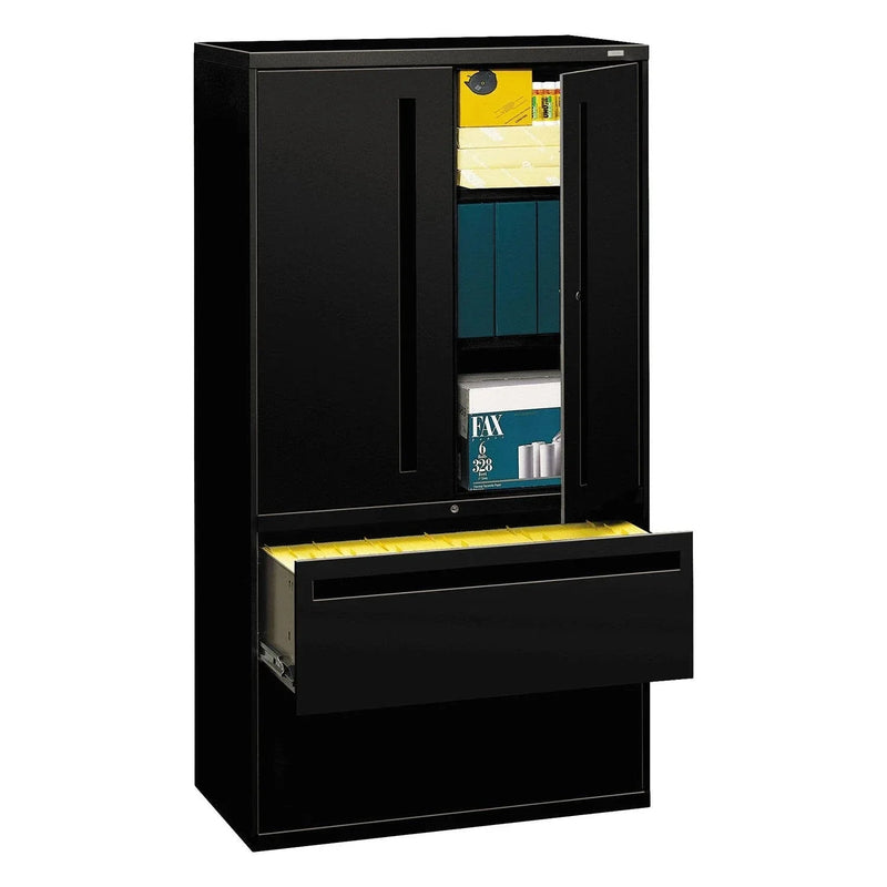 Lateral File with Storage Cabinet, 36w x 18d x 64.25h, Assorted Colors P5