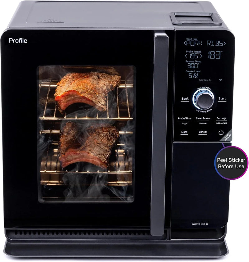 Smart Indoor Pellet Smoker, with Active Smoke Filtration, 5 Smoke Control Settings, WiFi Connected, Electric, Countertop BBQ Appliance, Black A9