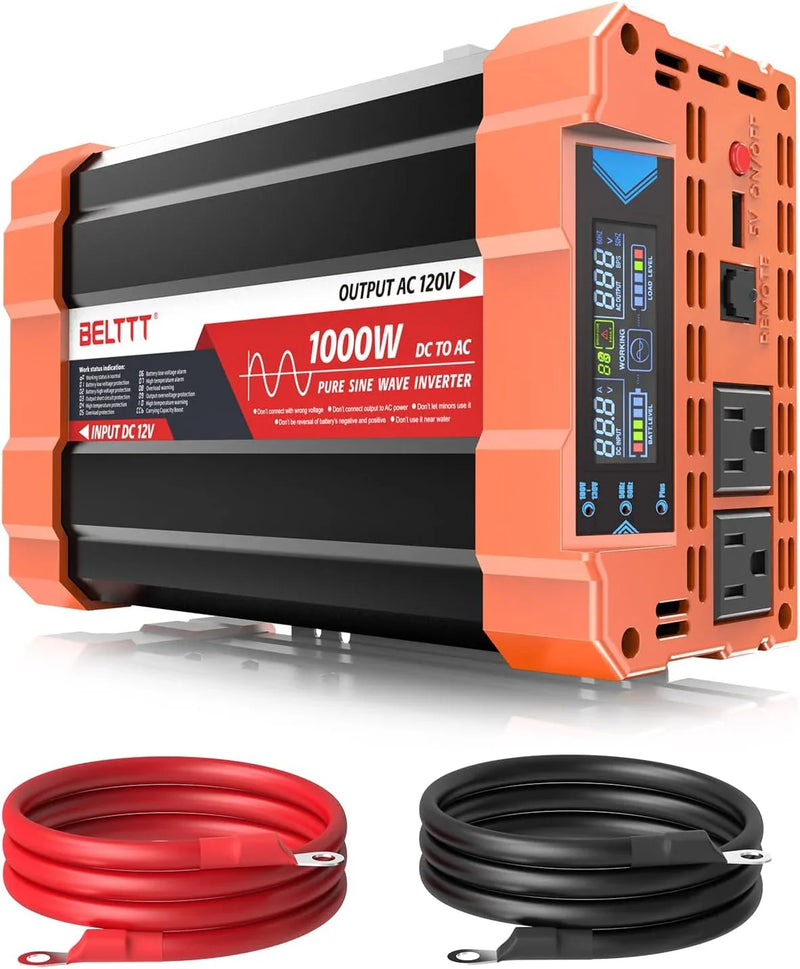 2000W Pure Sine Wave Inverter, Car Power Inverter 12V to 120V AC Converter for RV, Truck, Solar, Outdoor with Dual AC and 20A Socket, 5V 2.1A USB, Surge 4000W, Hardwire Port, Remote Controller L6