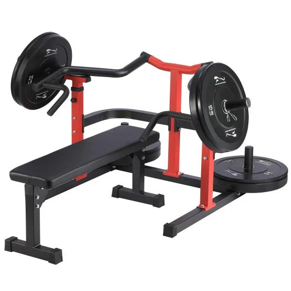 Chest Press Machine, 1050LBS Capacity, Independent Converging Arms, Weight Bench Press with Adjustable Flat Bench for Upper Body Workouts, Red U7