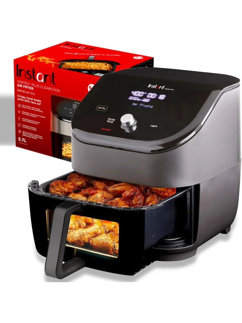 Instant Vortex Plus 6QT ClearCook Air Fryer, Clear Windows, Custom Program Options, 6-in-1 Functions, Crisps, Broils, Roasts, Dehydrates, Bakes, Reheats, from the Makers of Instant Pot, Black G3