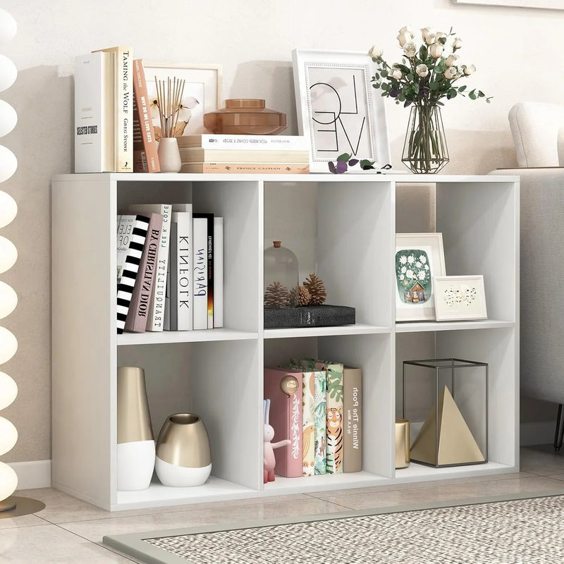 Suitable for two people, floor-standing bookshelf, with an open back panel, anti-toppling device. It is a modern storage display stand suitable for use in family offices, living rooms, bedrooms, and study rooms. White. L1
