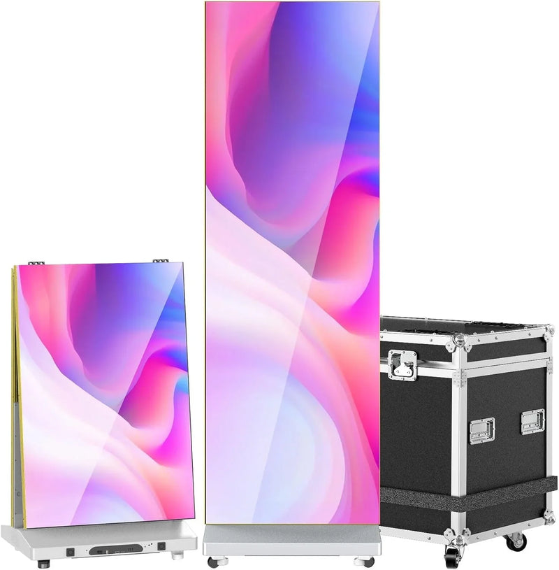 80" P1.86 Flexible Spliceable LED Poster Display – USB Plug-and-Play, Mobile & PC Remote Control, Digital Signage Advertising Screen (Silver, 1-Pack) Q7