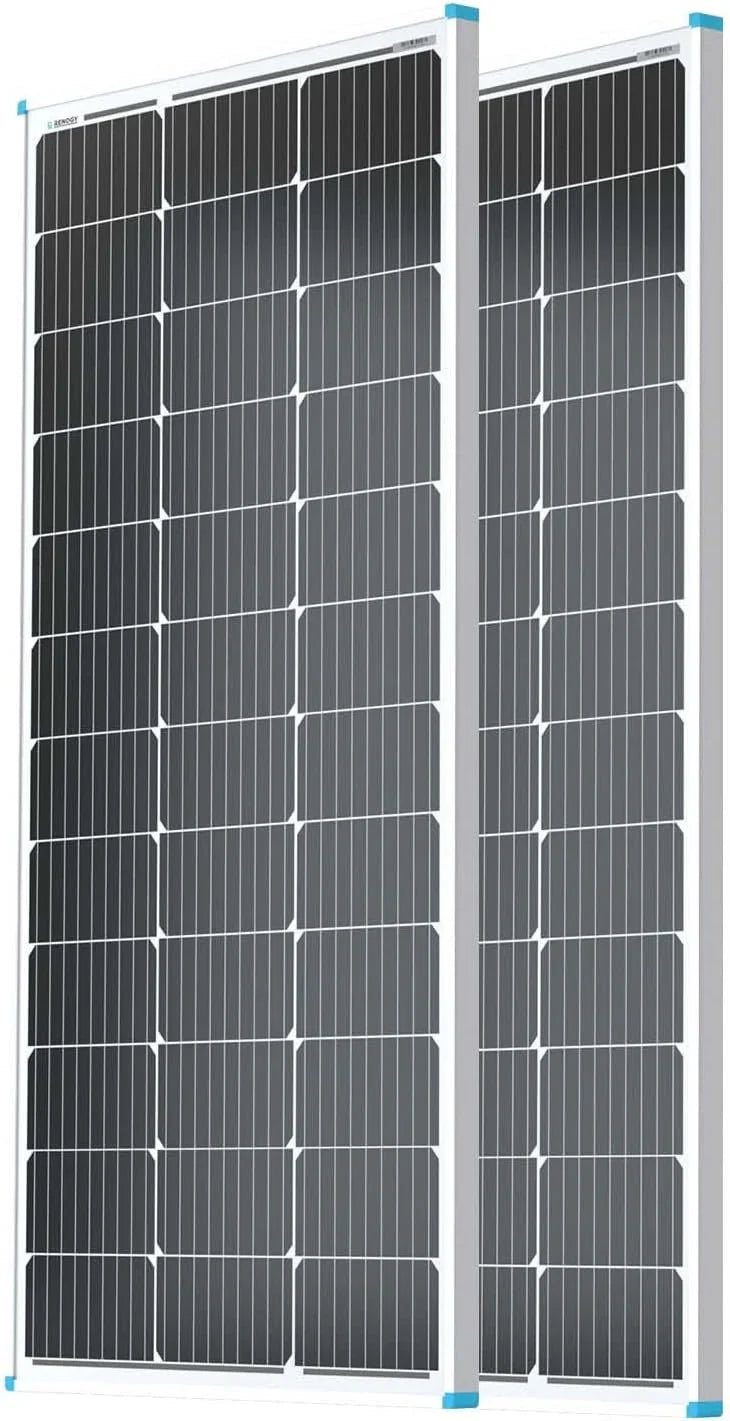 Solar Panel 100 Watt 12 Volt, High-Efficiency Monocrystalline PV Module Power Charger for RV Marine Rooftop Farm Battery and Other Off-Grid Applications, RNG-100D-SS, Single 100W C4
