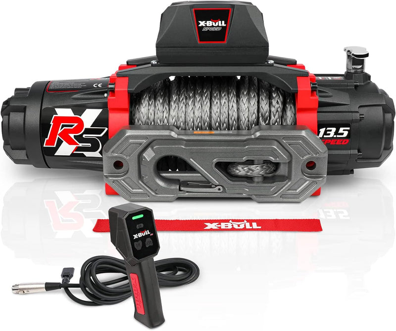 13,500-pound load capacity electric winch - 12-volt DC power supply, suitable for off-road trailer towing, dual-function wireless remote control R8