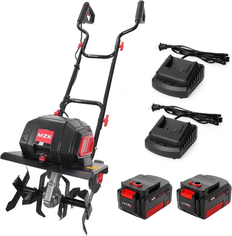 40V 12-inch Cordless Garden Tiller, Battery Powered Garden Cultivator, 2 * 4.0Ah Battery and Fast Charger Included G6