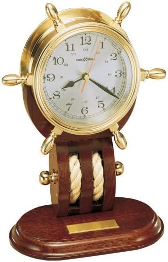 Type II Wall Clock 549-644 - Climate and Navigation Series Pure Brass Ship Rudder Decorative Model, with Redwood Base and Quartz Movement K3