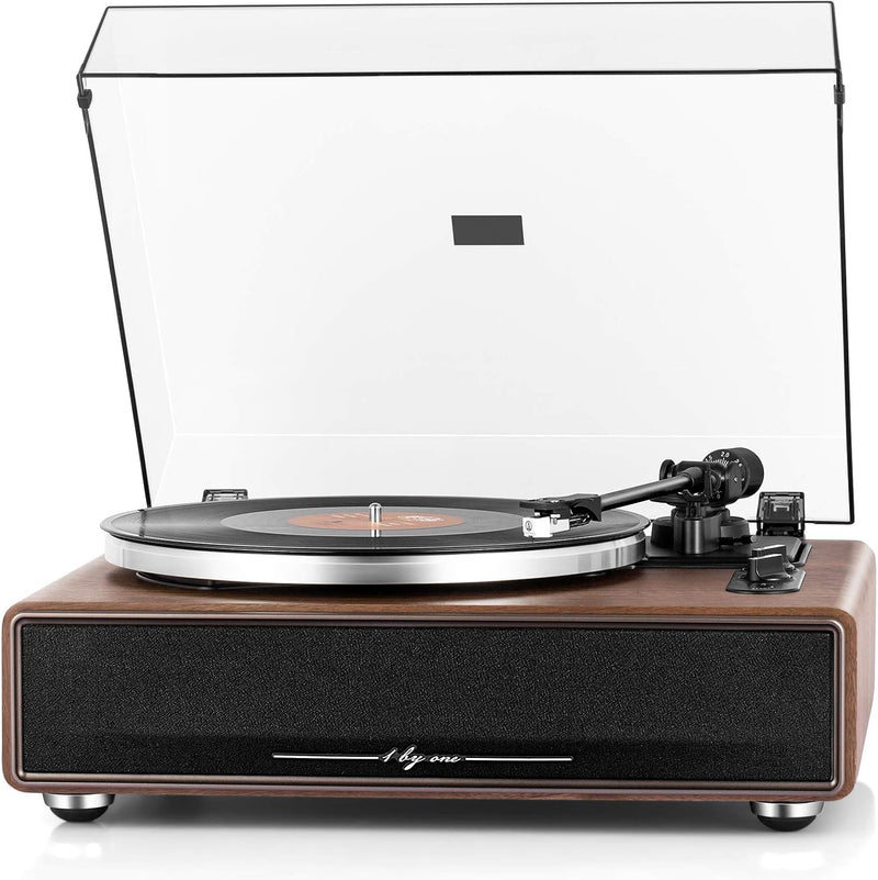 High Fidelity Belt Drive Turntable with Built-in Speakers, Vinyl Record Player with Magnetic Cartridge, Bluetooth Playback and Aux-in Functionality, Auto Off R3