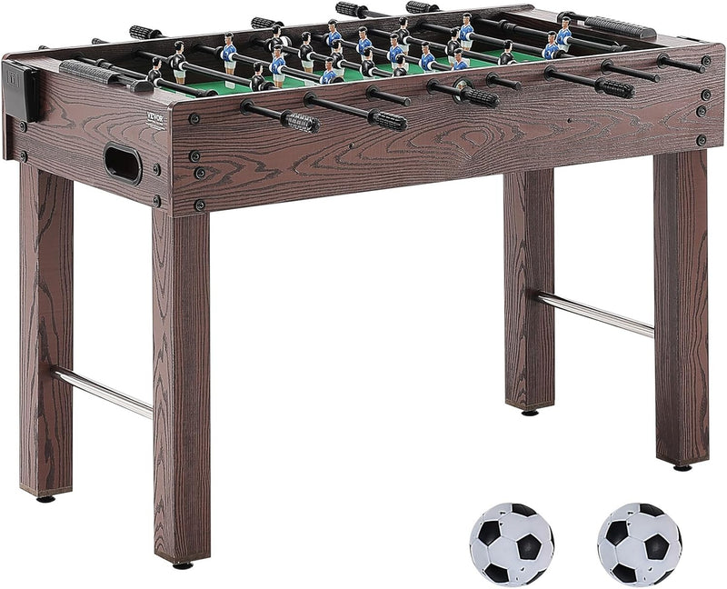 Foldable flyball table, standard size (42/48/55 inches), brown, made of plastic, metal and wood, suitable for two people to play flyball games, suitable for game room. M4