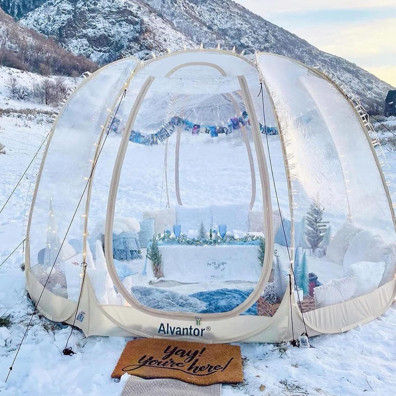 Pop-up bubble tent - Large extra-large rainproof shelter - Warm camping tent - Winter tent - Light gray K9