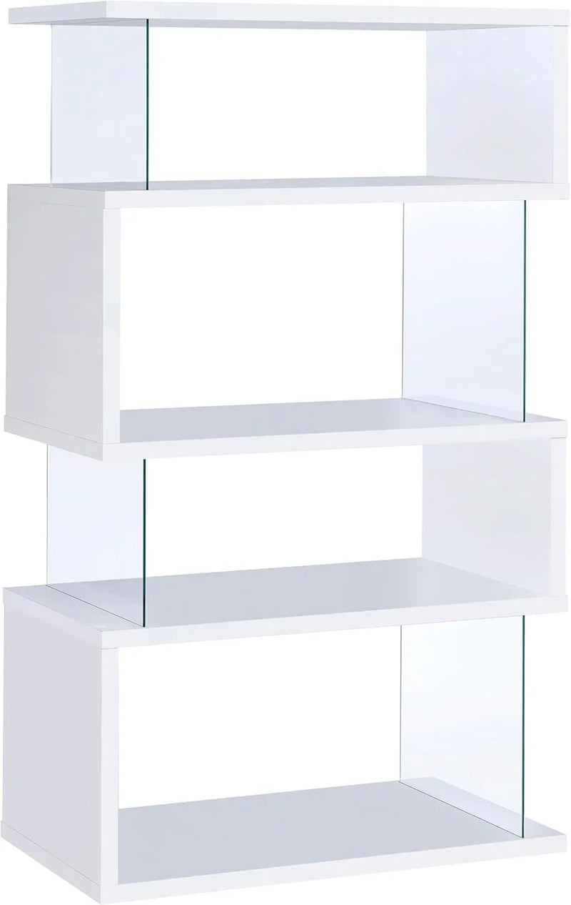 Home products company Amelier 63-inch 4-layer glass panel bookshelf in brown pine color Y9