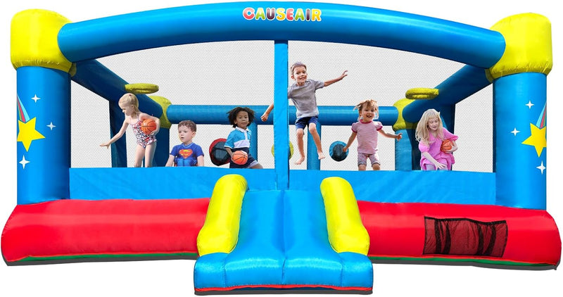 Big Inflatable Bounce House for Party Fun,15ft x 14.8ft,Double Basketball Hoop,Throw Ball Game,Reinforced PVC Bounce Floor,Jumping Bouncy Castle Holds 6 Kids G2