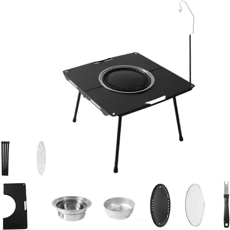 Outdoor Grill Table Foldable, Easy to Carry Can Hang Items Multi-Purpose, Aluminum Alloy, Portable Camping Table Foldable, for Picnic, BBQ, Making Tea Z0