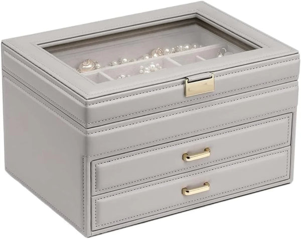 Jewelry Box Jewelry Case PU Leather Jewelry Box Jewelry Storage Box Earring Ear Stud Ring Necklace Organizer Case Jewelry Organizer C8
