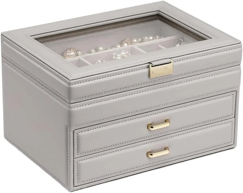Jewelry Box Jewelry Case PU Leather Jewelry Box Jewelry Storage Box Earring Ear Stud Ring Necklace Organizer Case Jewelry Organizer C8