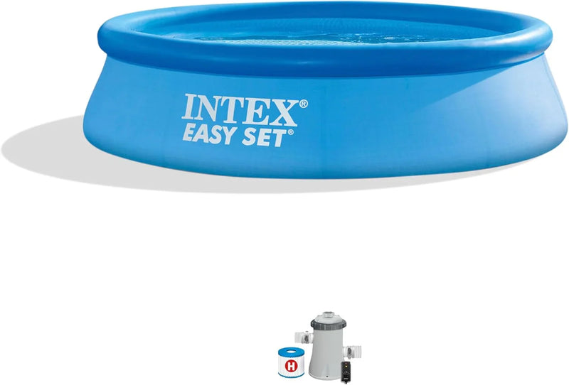 28167EH Easy Set Inflatable Swimming Pool Set: 15ft x 48in – Includes 1000 GPH Cartridge Filter Pump – Removable Ladder – Pool Cover – Ground Cloth S2