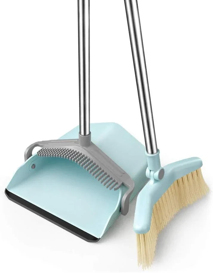 Long Handle Broom and Dustpan Set, Home, Kitchen, Room, Office, Upright Dust Pan Combo for The Lobby Floor I9