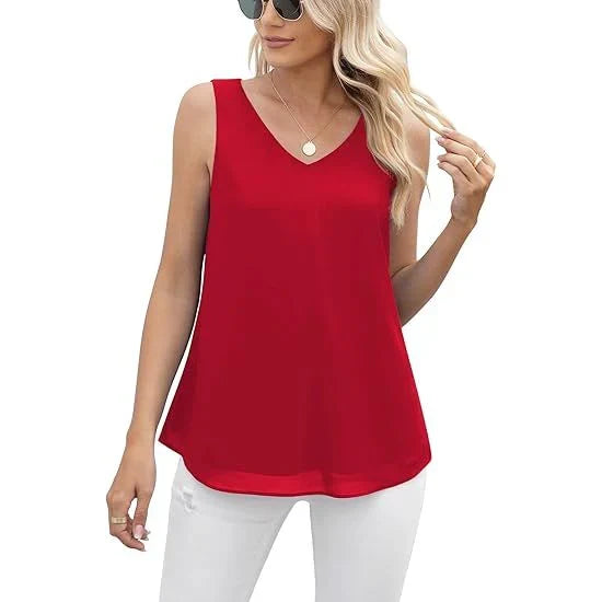 Women's Summer Sleeveless Chiffon Casual Tops U9