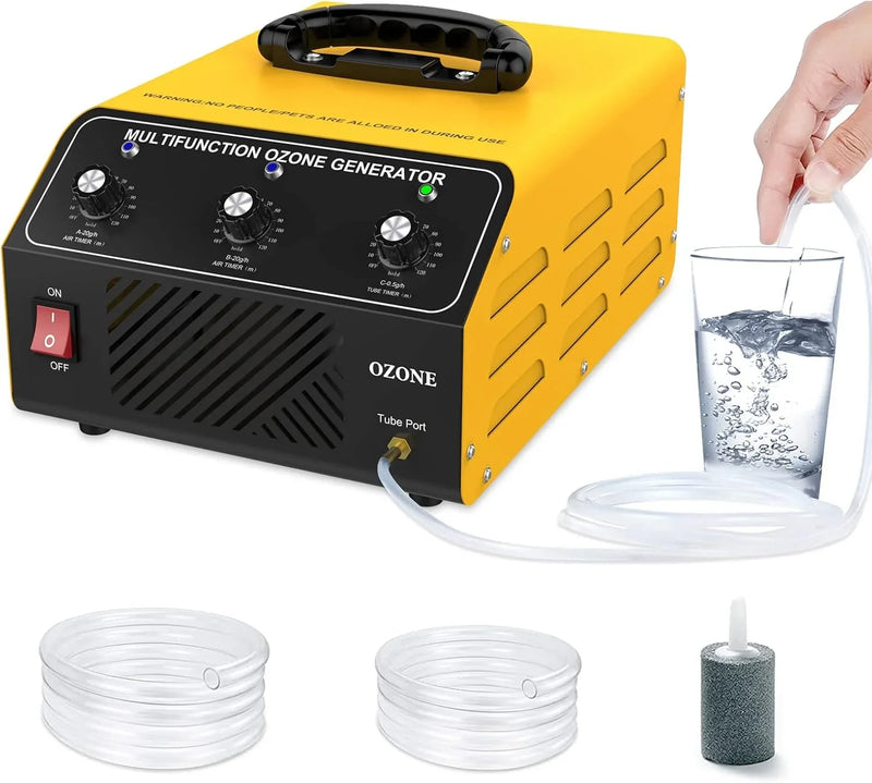 Ozone Generator 40,000 mg/hour, Dual Mode, Professional O3 Odor Eliminator, Equipped with a booster pump, 20,000 mg, 20,000 mg and 500 mg three timing functions, applicable area 7000 square feet, highly suitable for home and car use. Q7