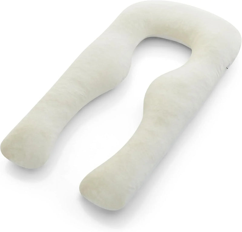 Body Pillow | Elegant U-shaped Pregnancy Pillow - Organic Bamboo Fiber Cotton - Crushed Cooling Gel Filling - Ergonomic Design - Dual-Sided Use - Washable L7