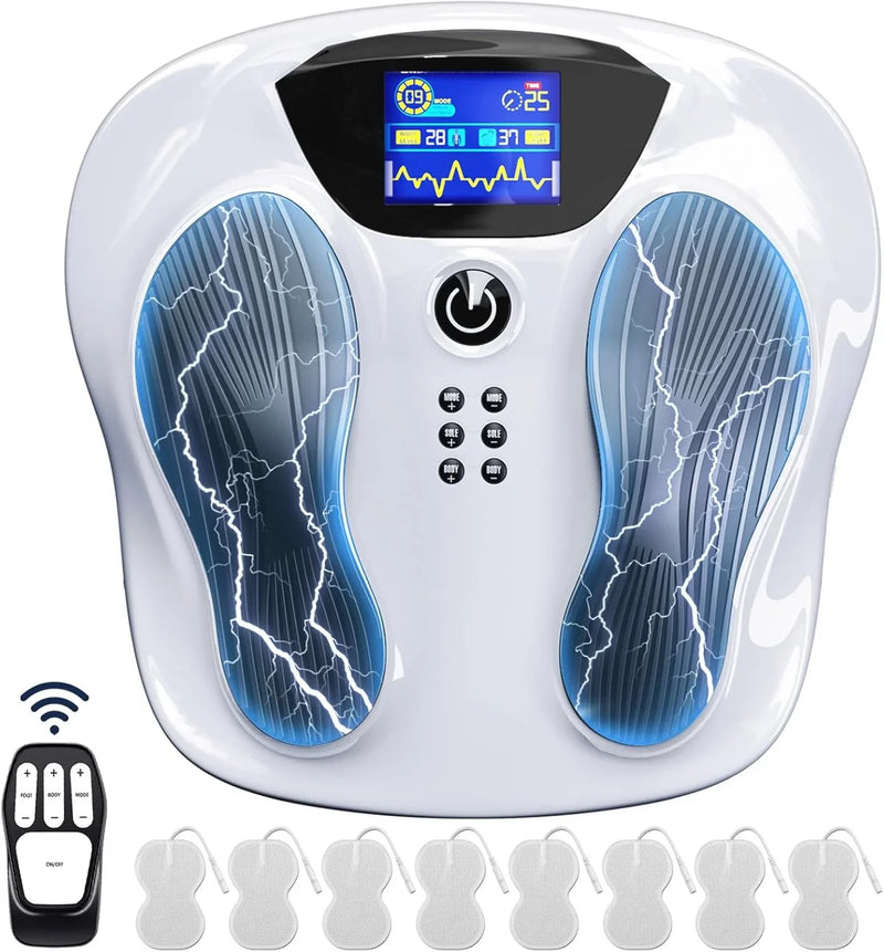 Professional Edition Foot Neuromuscular Stimulator, an electric stimulation/percutaneous nerve electrical stimulation foot massager used to relieve pain caused by nerve disorders and promote blood circulation in the legs. TENS Muscle Stimulator - A s W4