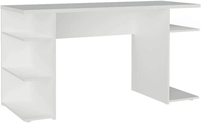 Madesa Large Modern Gaming Computer Desk 53 Inch with 5 Shelves Cable Management Student Study Wooden Table Home Office Gamer Desk for Kids and Adults - White G2