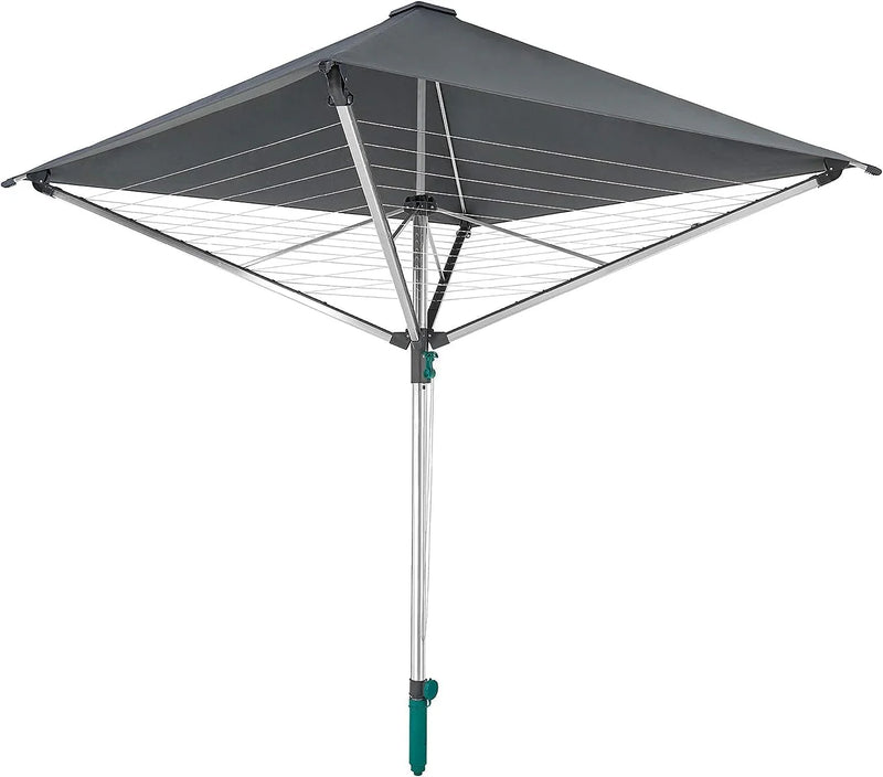 Rotary dryer Linno Protection 400 model, aluminum - rust-proof treatment, gray, 40-meter long, with an umbrella-shaped device, rotary dryer with a covered clothes rack, rotary clothes hanger S2